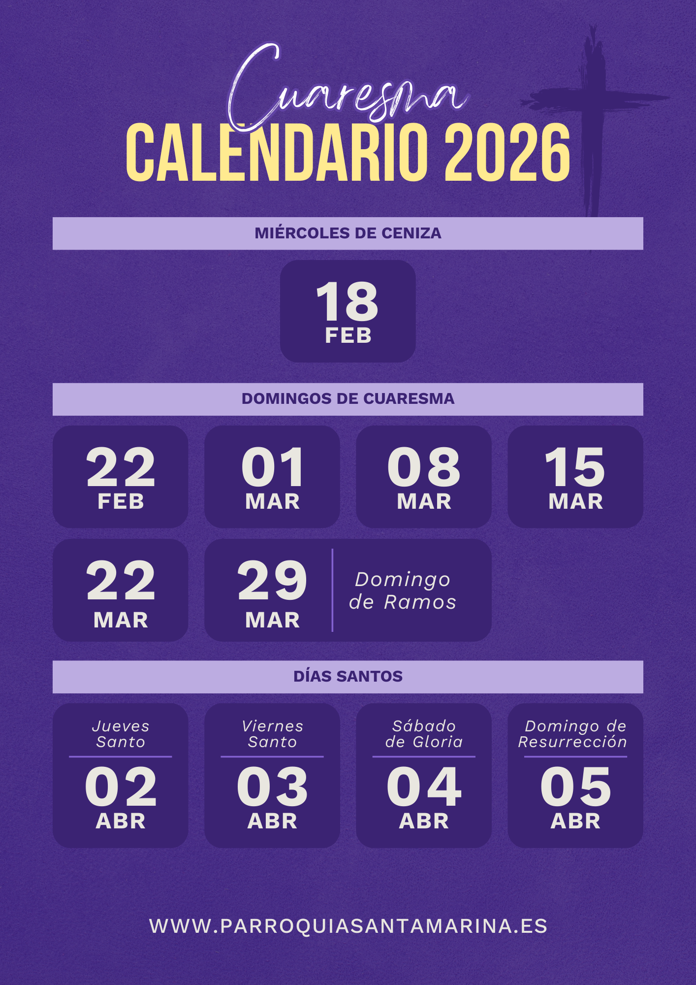 Folleto Calendario Cuaresma 2026